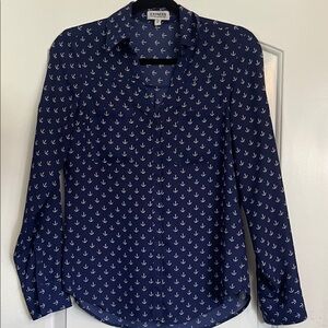 Express Women's Dark Blue Anchor Print Shirt
